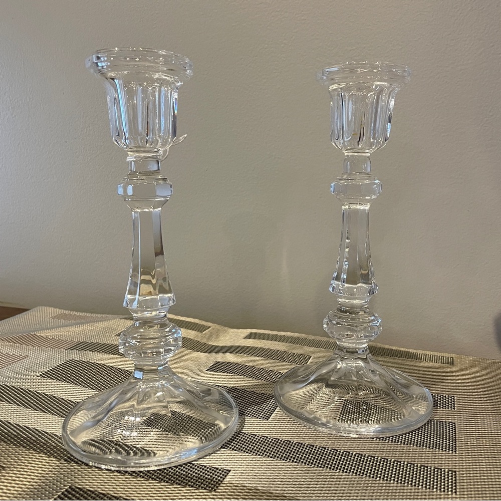 Pair of Crystal candle holders 8 inch